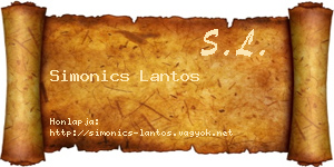 Simonics Lantos névjegykártya